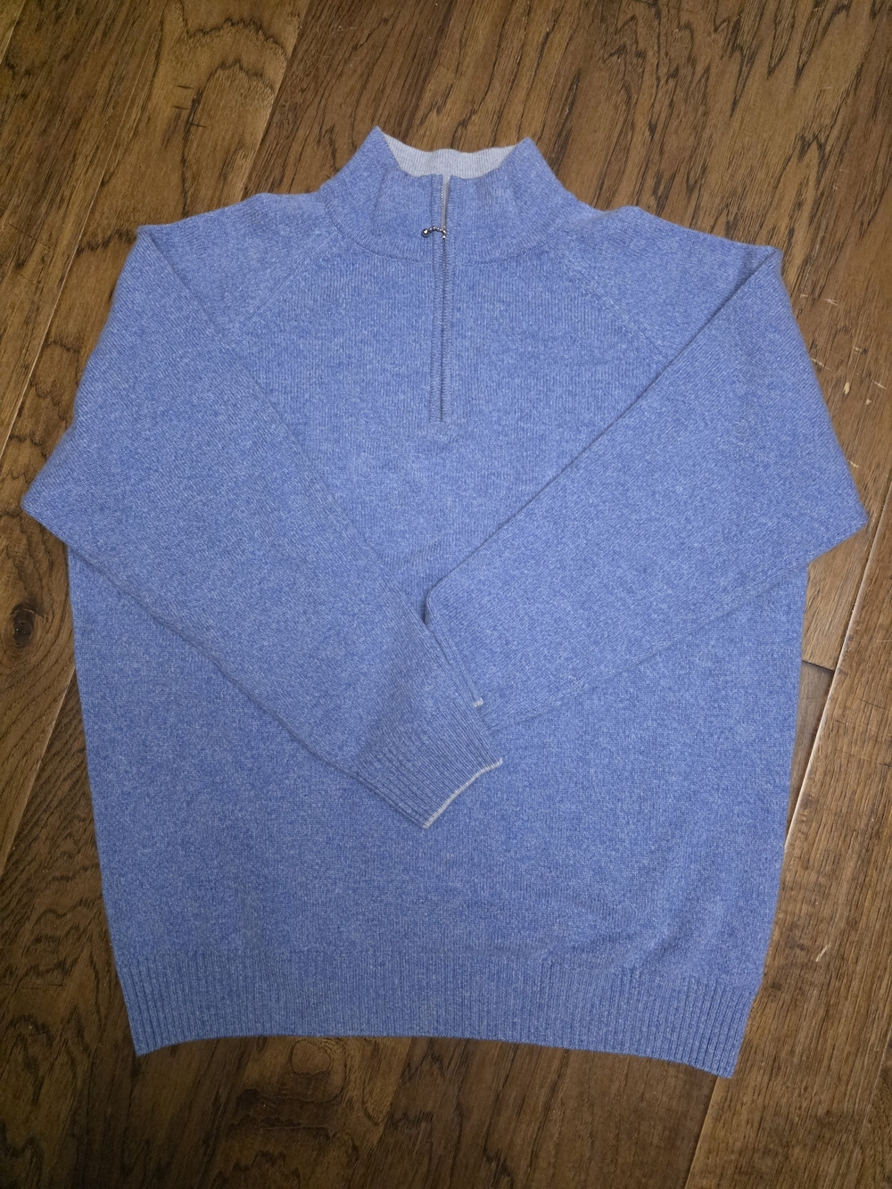 Men's Zip-Neck Sweater in Heather Blue